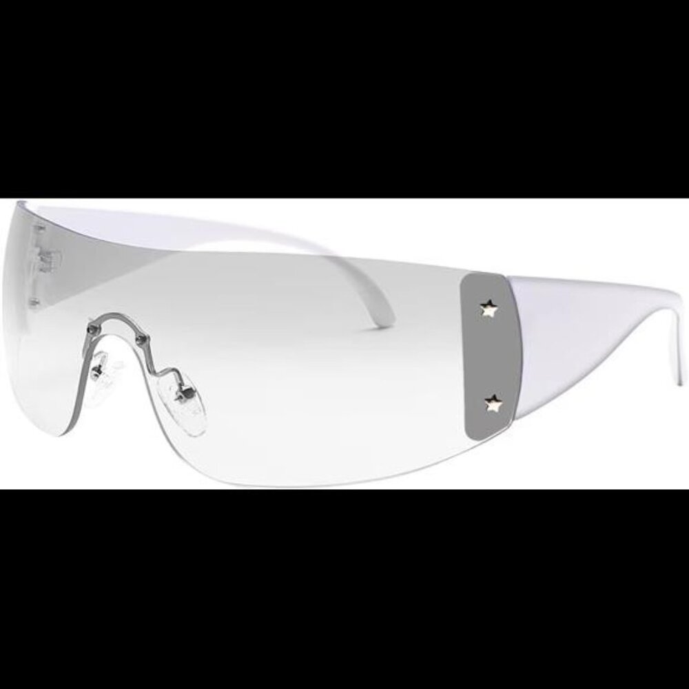 Trendy Oversized Shield Sunglasses with Star Details - Unisex